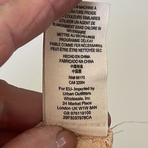 Free People Peach Tea Lace Sheer Oversized Split Back Top - Picture 7 of 10